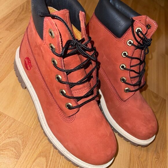 Red Suede Black Leather TIMBERLAND Boots Red Suede Black Leather TIMBERL… - Picture 12 of 16